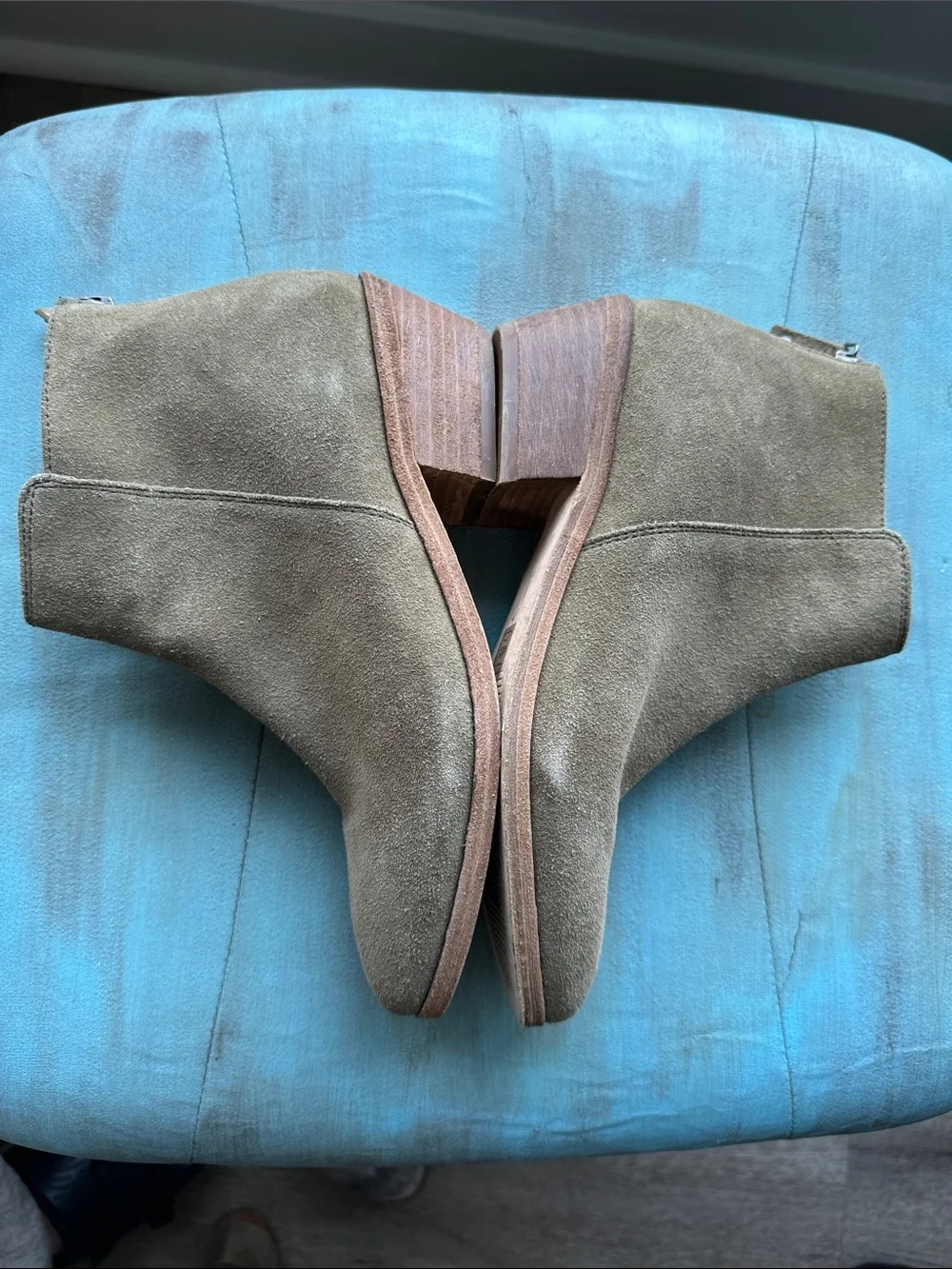 Joules Suede Ankle Boots in Taupe Green